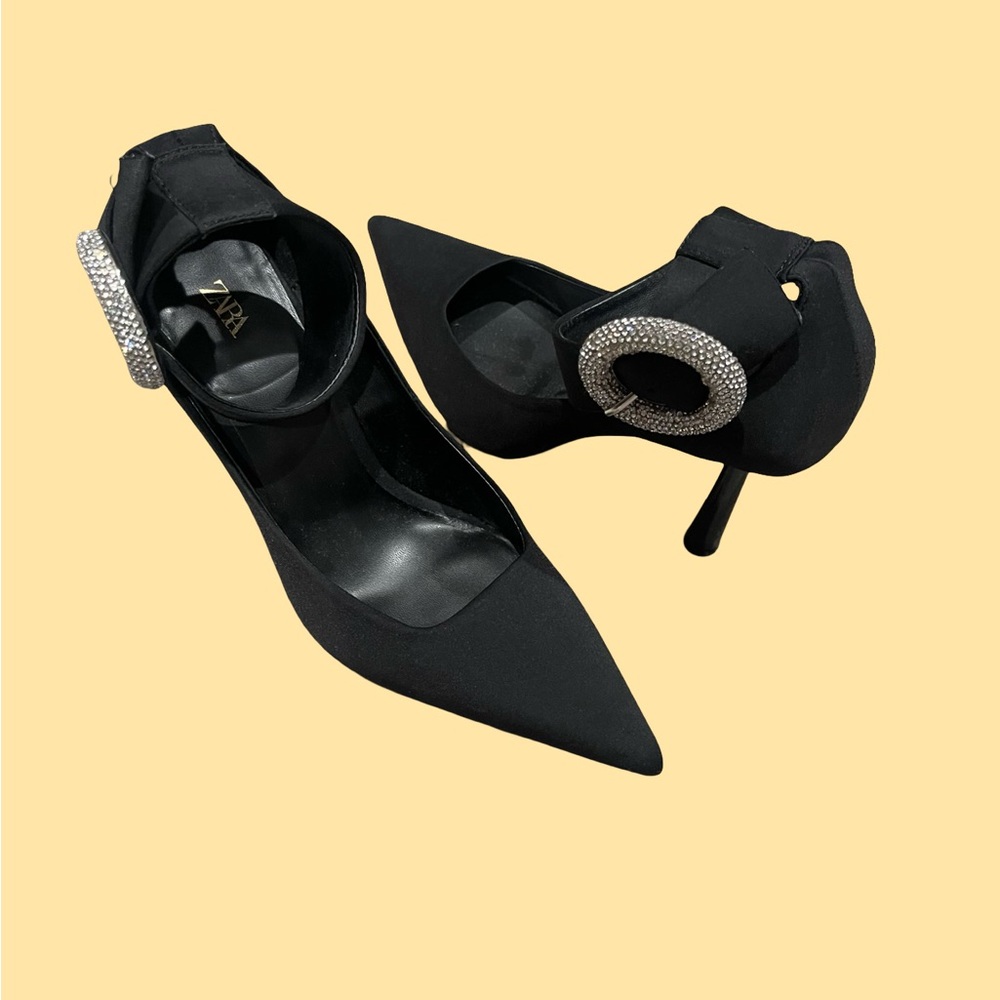Zara Black and Silver Stiletto Heels